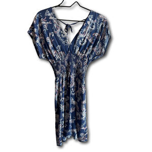 BeBop Floral Dress V-Neck Blue Paisley Woman’s Size XS